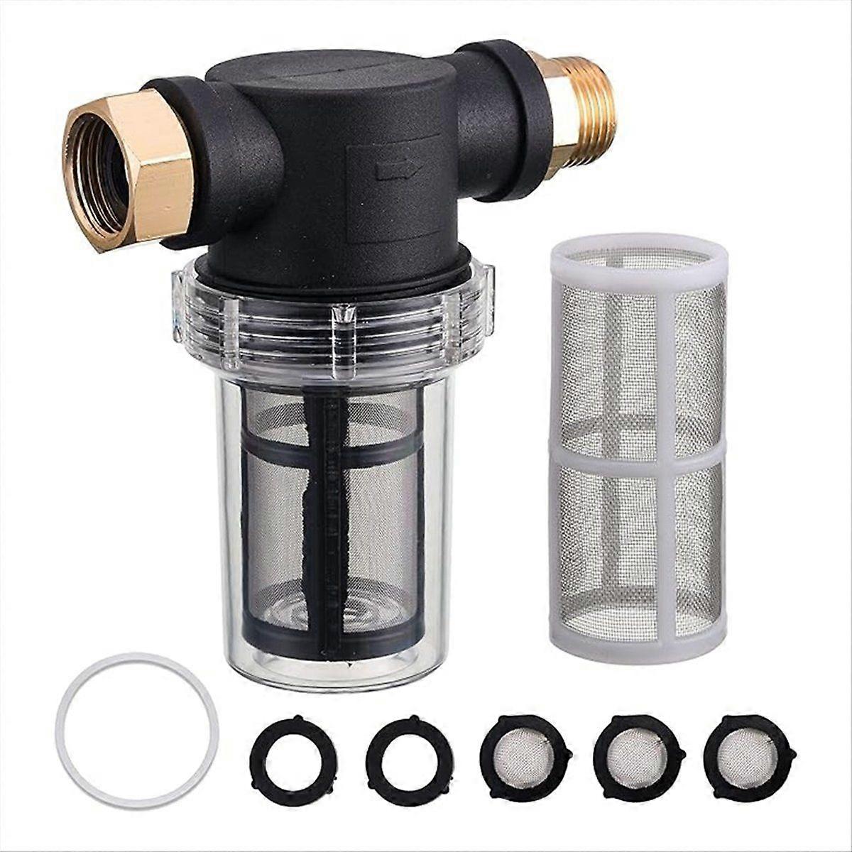 Garden Hose Filter, Sediment Filter Attachment for Pressure Washer Inlet Water, with 40 Mesh and 100 Mesh Screen