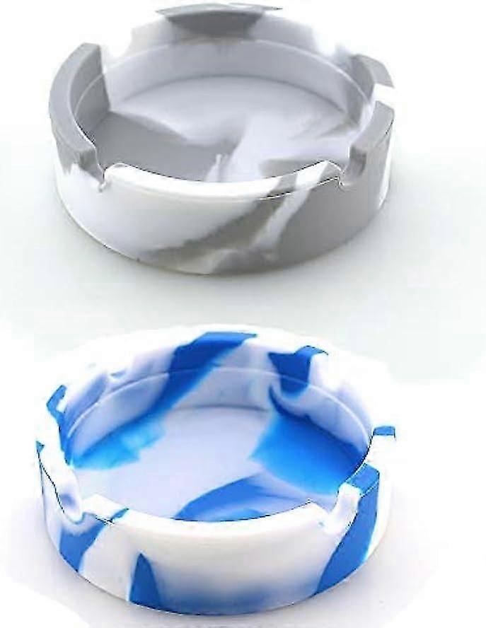 2 Pack Silicone Ashtray, Resistant Portable Office Home Decor(Round - 01)