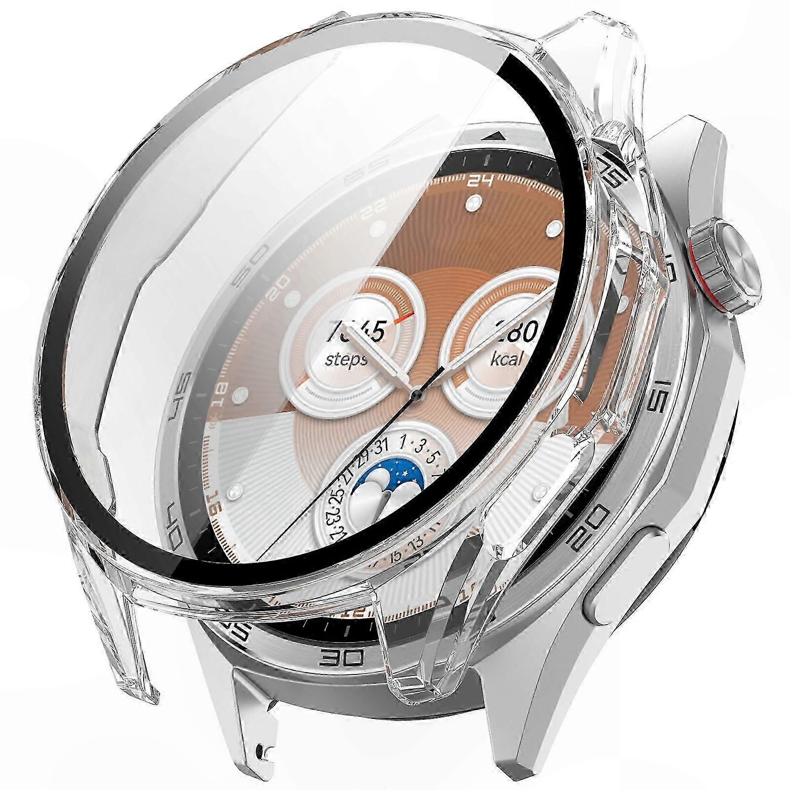 Hard PC Case with Tempered Glass Screen Protector for 46mm Smartwatch Transparent Cover