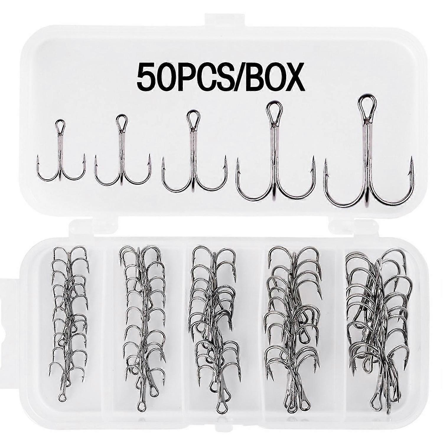 2025 50Pcs Portable Sharp Barb Treble Hook Fish Fishing Accessory