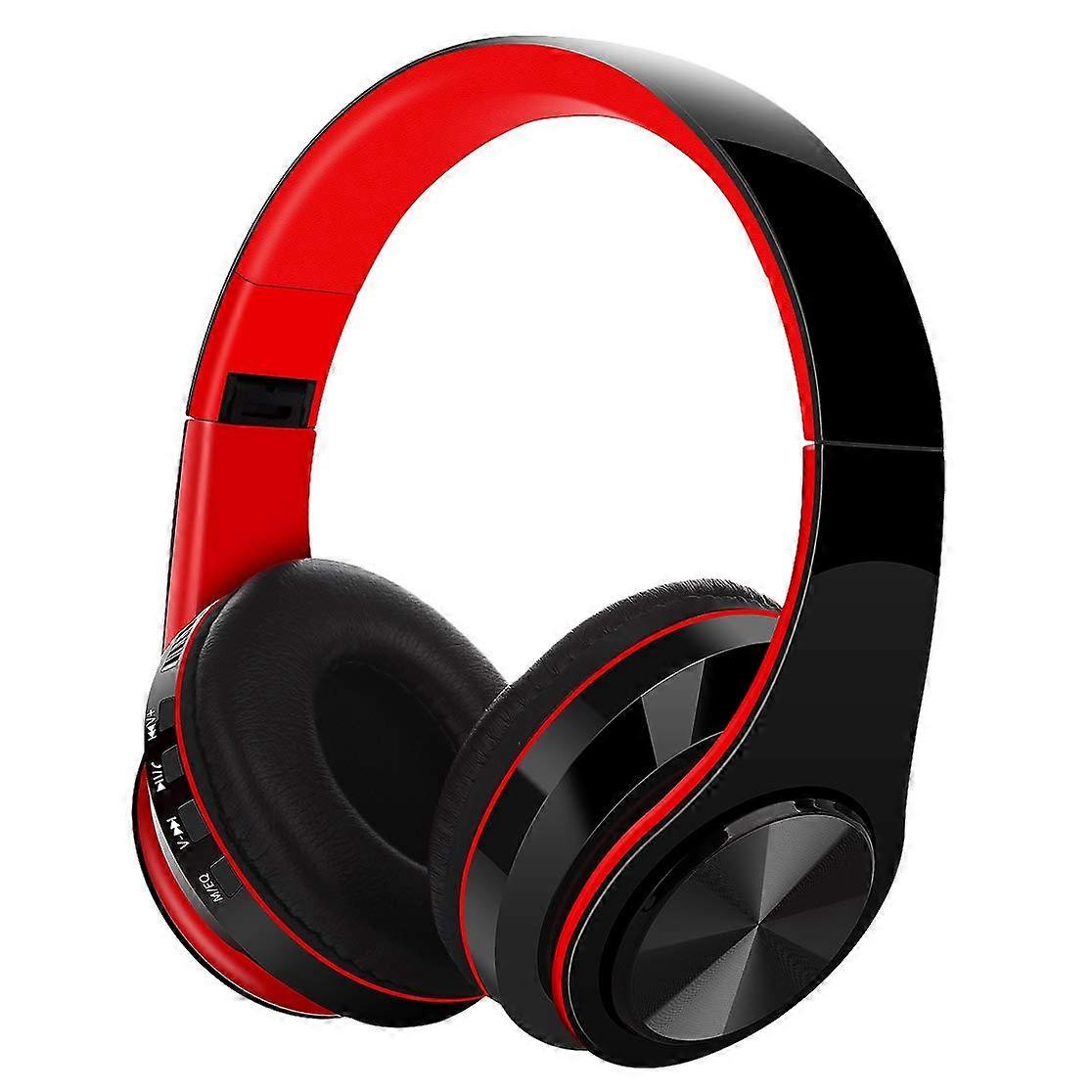 Bluetooth Headset HiFi Stereo Foldable With Wire Mode BuiltIn Red Phone Compatible Wireless Card