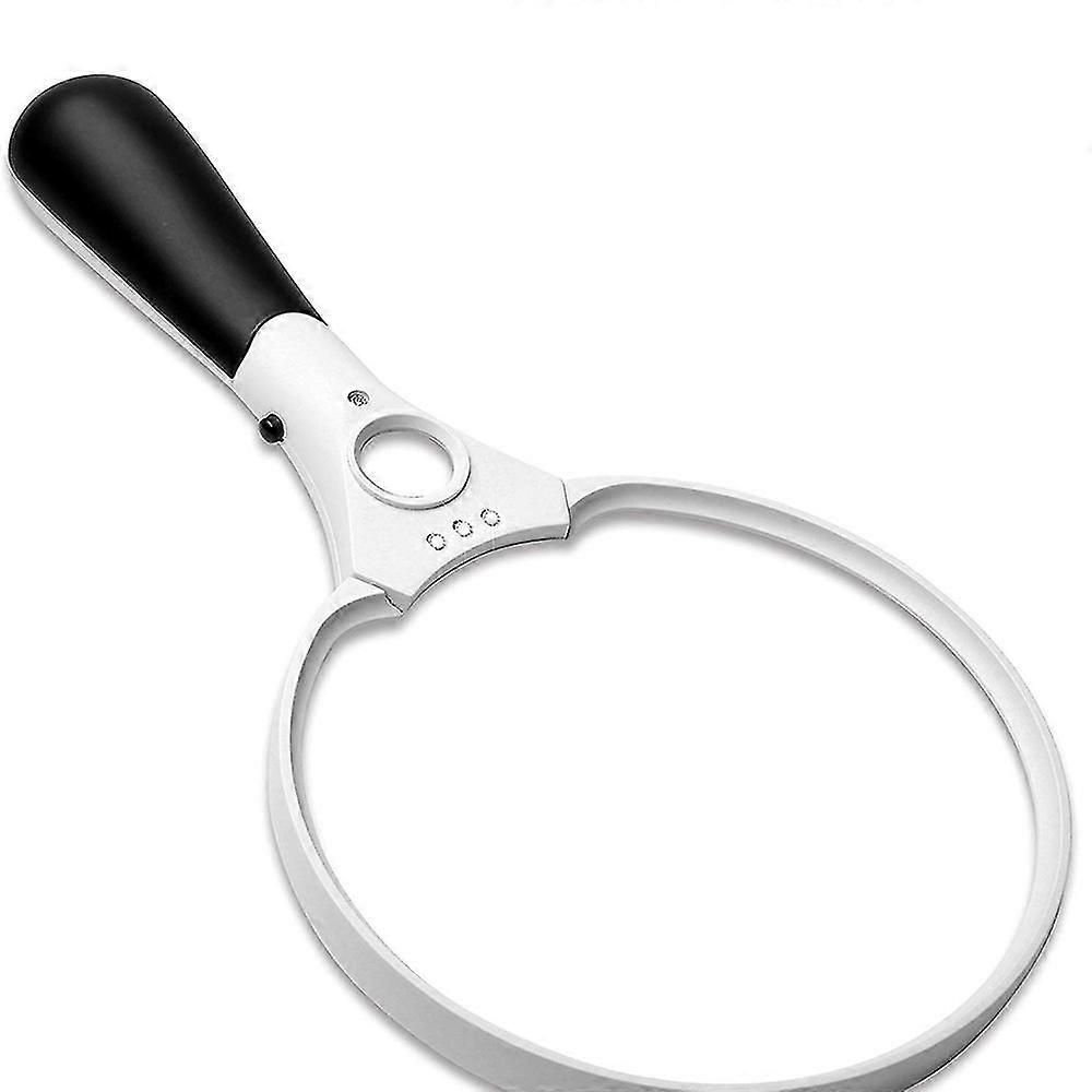 5.5 Inch Extra Large Led Handheld Magnifying Glass With Light - 2x 4x 10x Lens - Best Jumbo Size Illuminated Reading Magnifier For Books, Newspapers