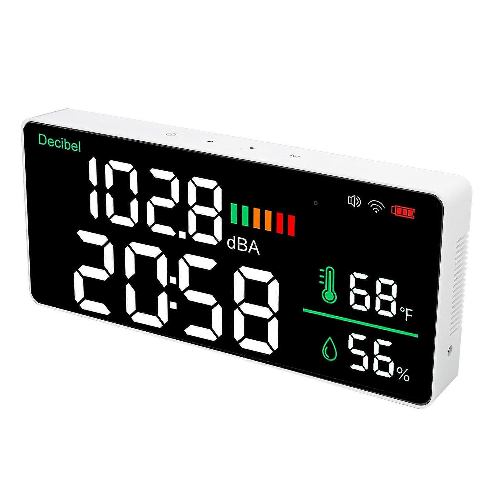 LED Decibel Meter 2.4G WiFi Wall Mounted 11 Inch LED Temperature Humidity Time Display Sound Level Meter for Tuya 