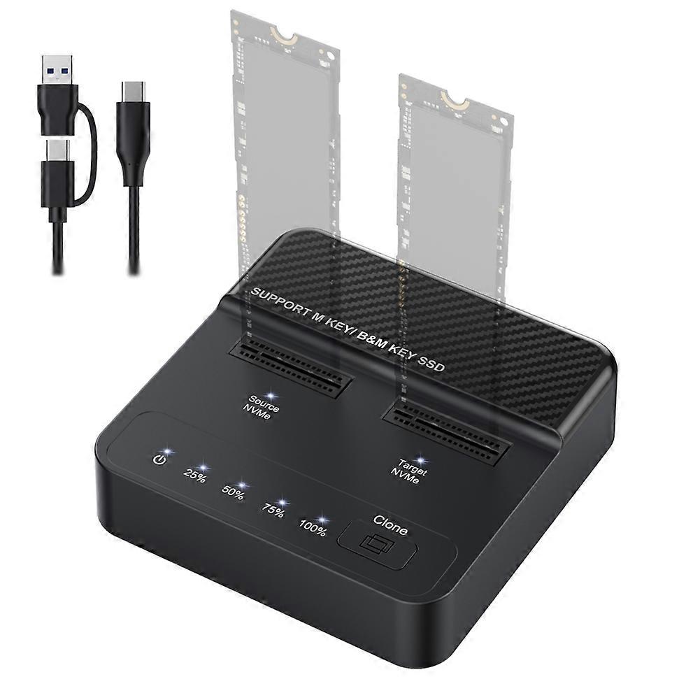 NVME SolidState Drive Duplicator Dual-Bay M.2 SSD DockingStation Read-Write 20Gbps Offline Copying Cloner Duplicator(US)