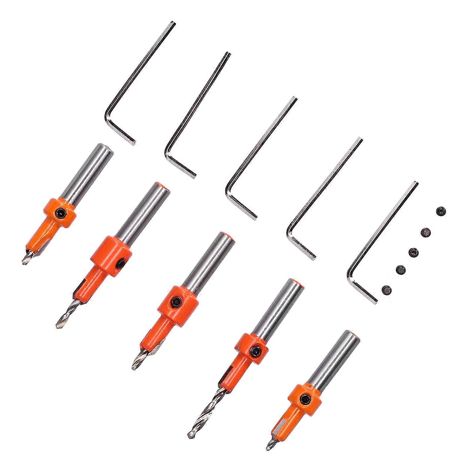5Pcs Countersink Drill Bit Set High Hardness Strong Cutting Force Durable Wood Drill for Carpentry
