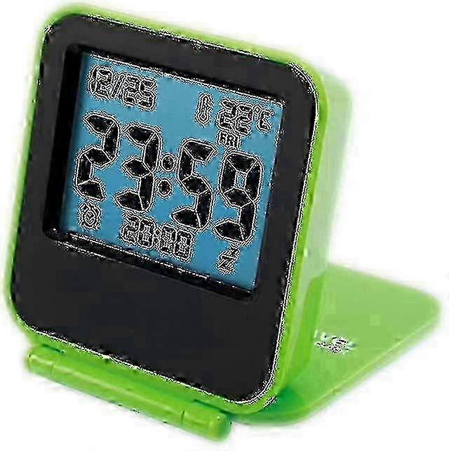 Small Digital Travel Clocks with LCD Night Light and Temperature Display, Battery-Powered, Portable Folding Mini Pocket Design