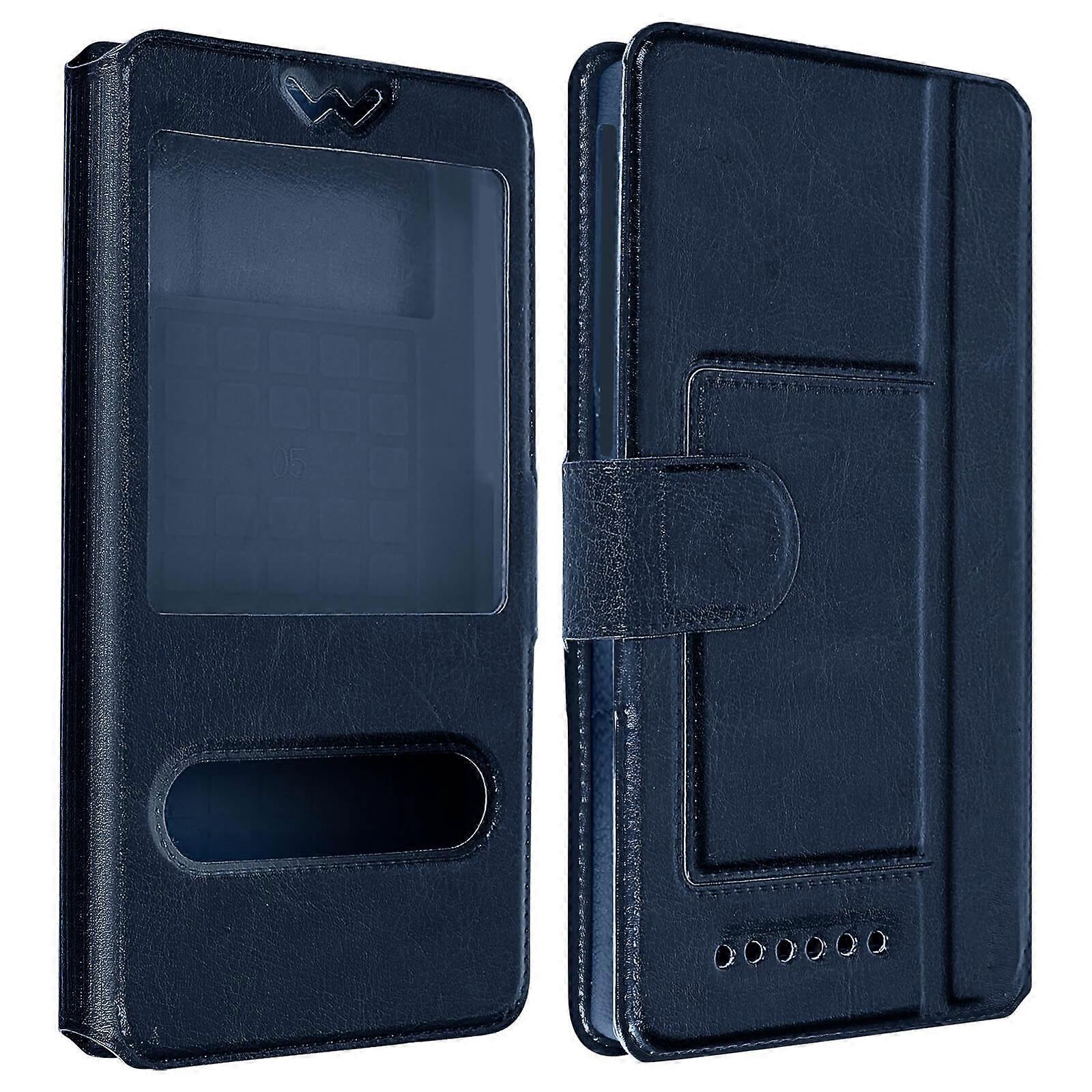 XL Extra Thin Folio Case with Stand and 2 Detachable Windows, Dark Blue