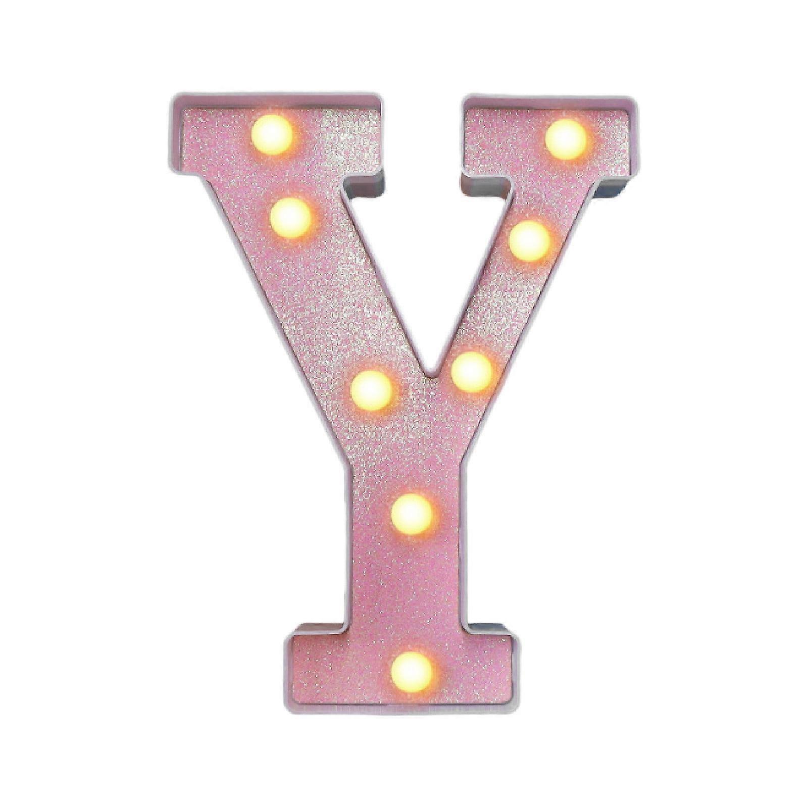 Led Light Up Letters,Marquee LED Letter Lights 26 Alphabet,Battery Powered Glitter Letters With Lights For Party,Table,Wall Decor,Y/6.4"