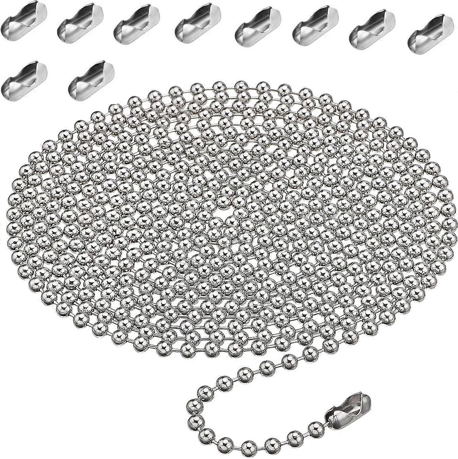 Cadena para estor enrollable de 3 metros, cadena para estor enrollable de 4,5 mm con bolas, extensin de cremallera con bolas, cadena de color plateado