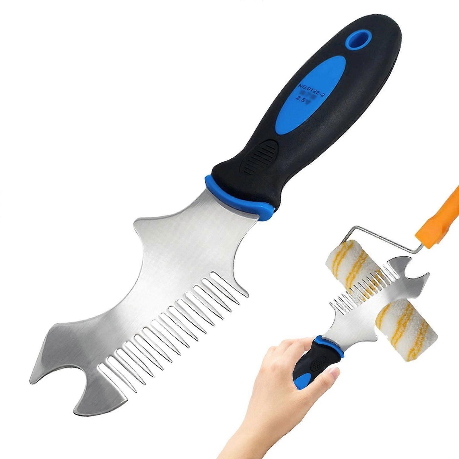 Paint Brush Comb Stainless Steel Scraper Replace Sturdy Paint Roller Cleaner