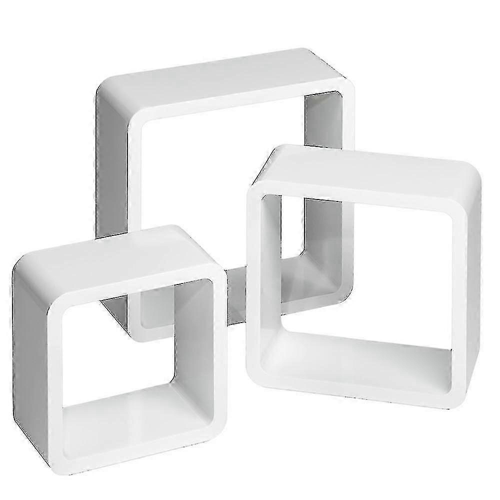 3 أرفف عائمة لينا - أبيض, MDF خشب