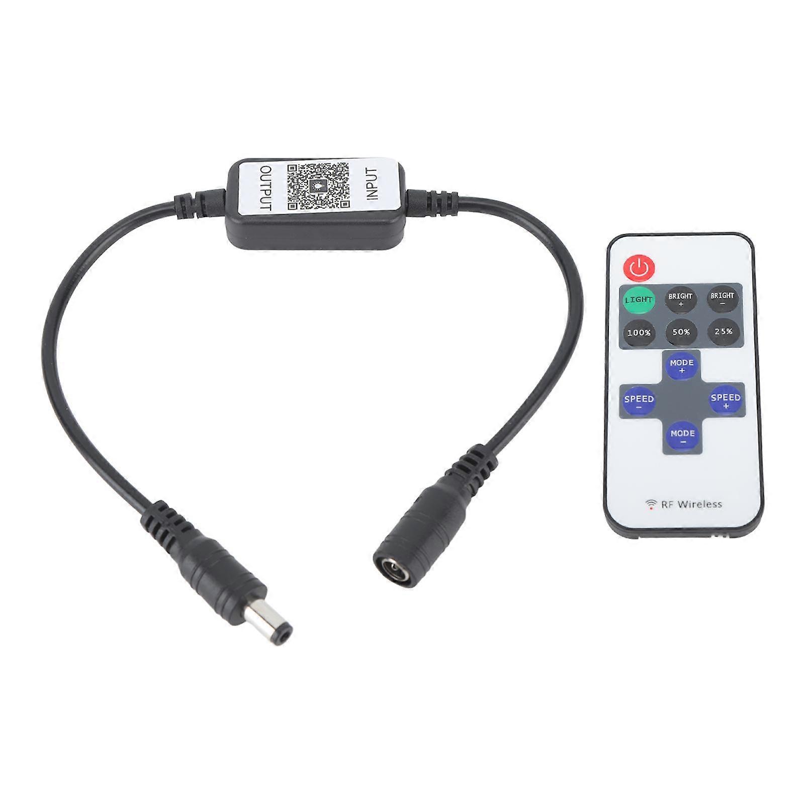 11 Key RF Mini Wireless Remote Controller Dimmer with DC 5?24V Connector for Single Color LED Strip