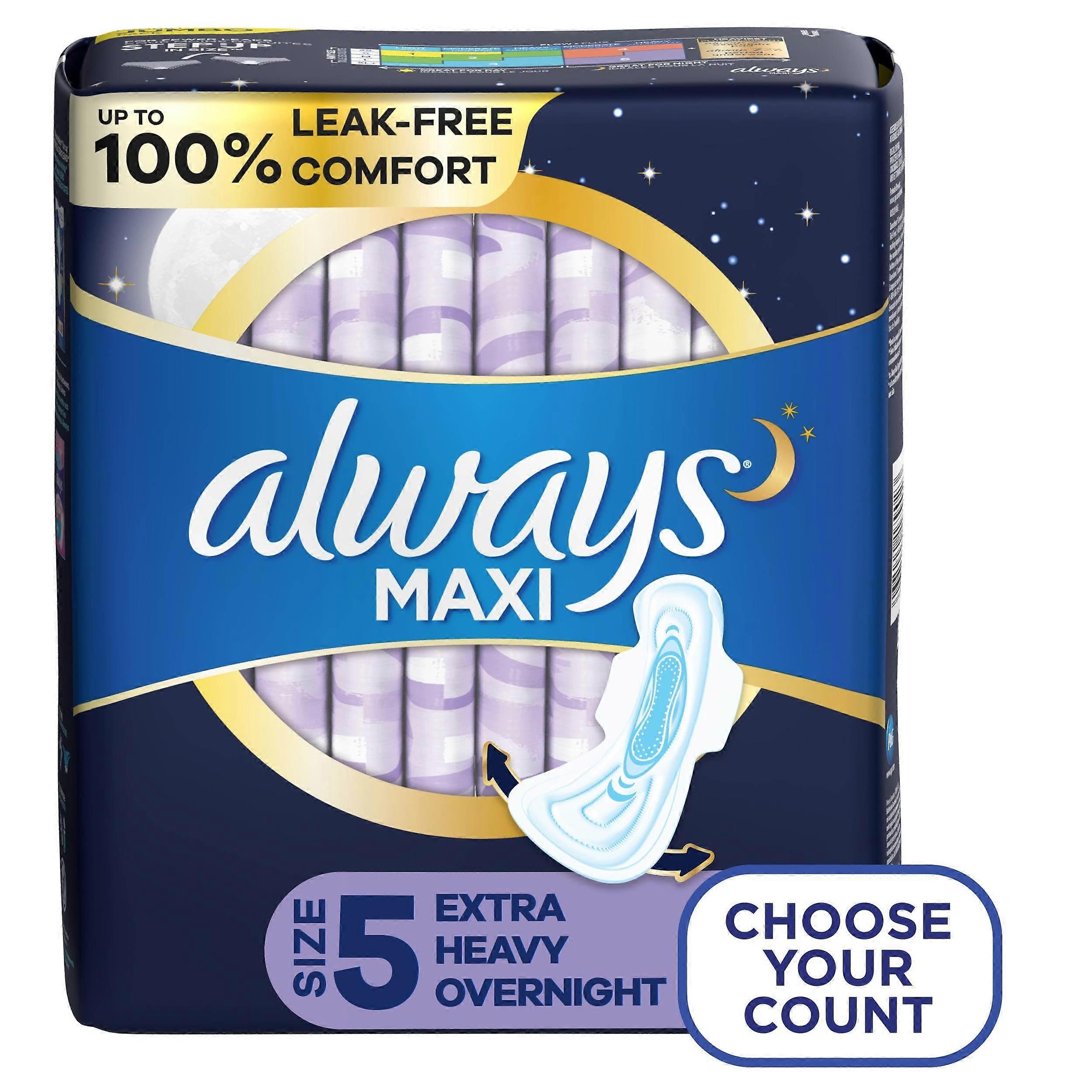 Always Maxi Pads With Wings, Size 5, Unscented, 36 Ea