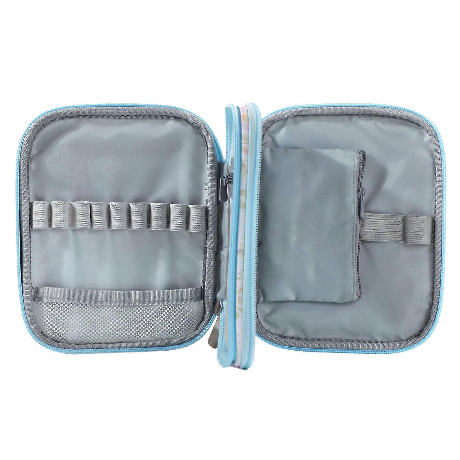 Portable Crochet Hook Organiser Built in Zippered Pocket Elastic Slots Breathable Fabric Knitting Needle Storage Case Multicolor