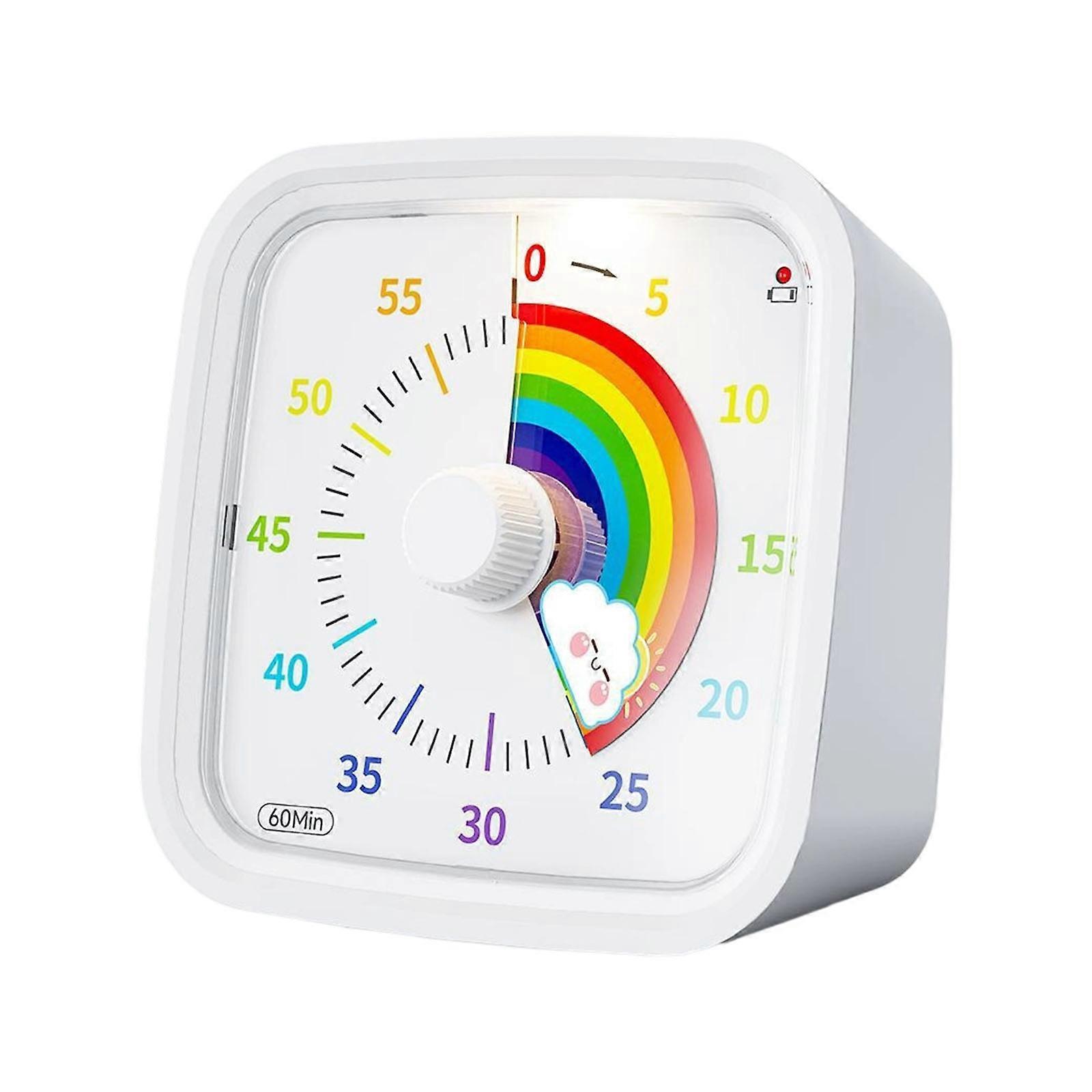 Kids Quiet Timer Drop Resistant Plastic Construction Easy Rotating Button Time Management Tool Kitchen Study Activity  White