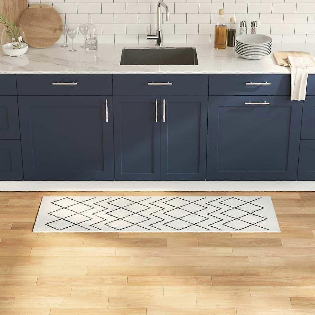 Küchen Teppich Weiß 150 x 45 cm Samt