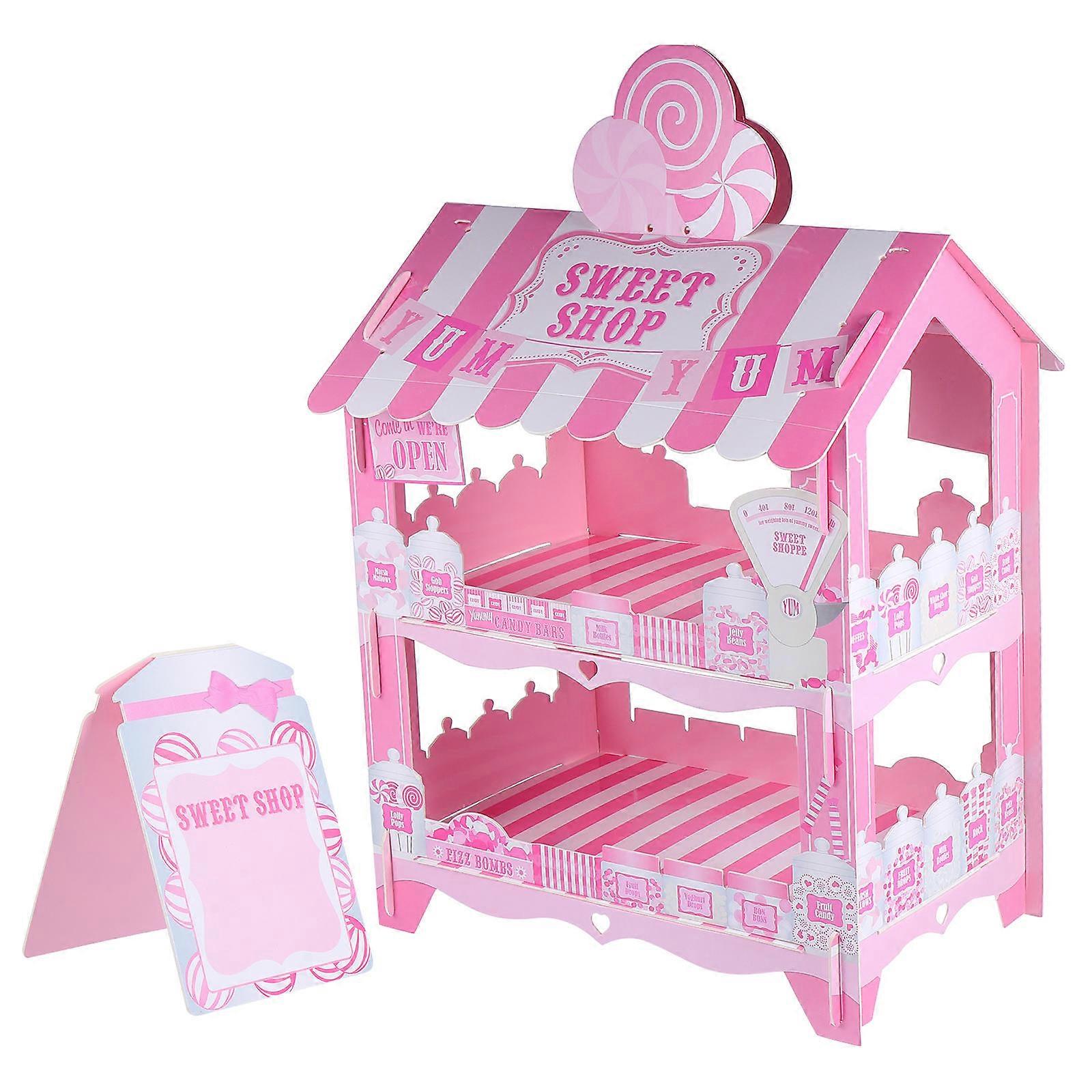Pink Double Layer Paper Cake Stand Ideal For Displaying Cupcakes At Birthday Parties Or Events Made Of Corrugated Paper 1Pcs