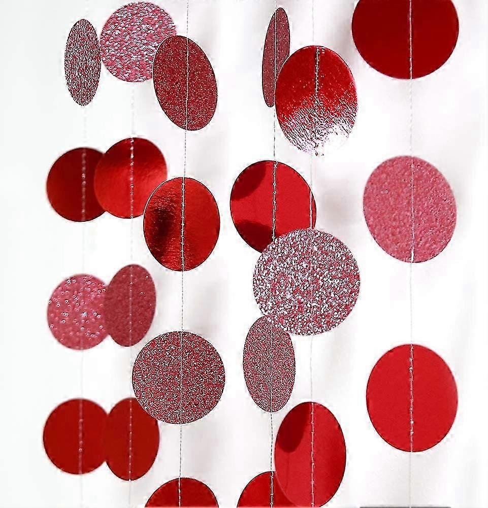 Glitter Red Circle Dots Garland Kit for Party Hanging Decoration/Streamers/Backdrop/Banner