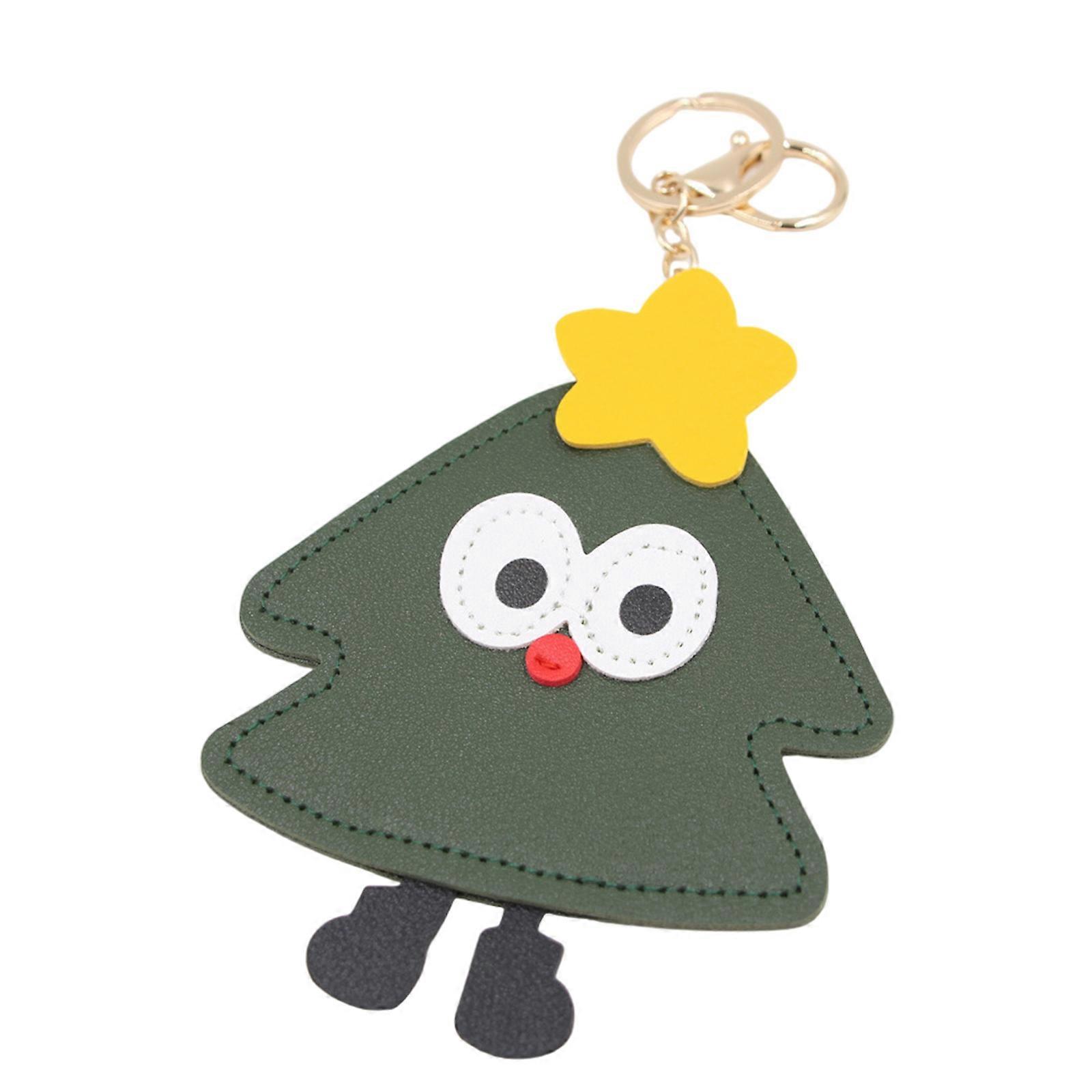 Happy Christmas Keychain Permanent Faux Leather Cord Highlighting Symbol Tree Charm For Celebratory Deck And Daily Rudiments Multicolor