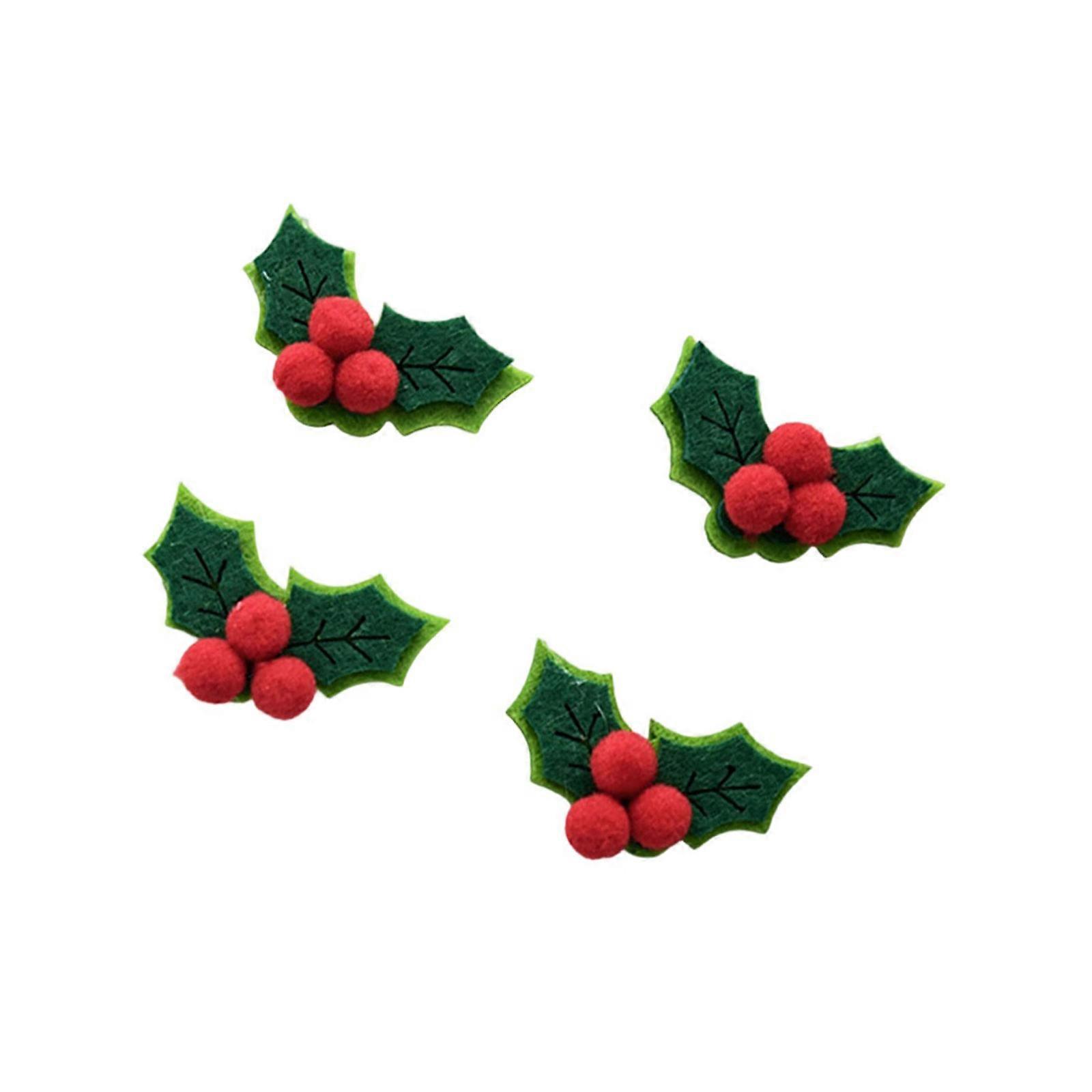 Set Of 4 Christmas Tree With Leaf Accessories Handmade Observance Multicolor