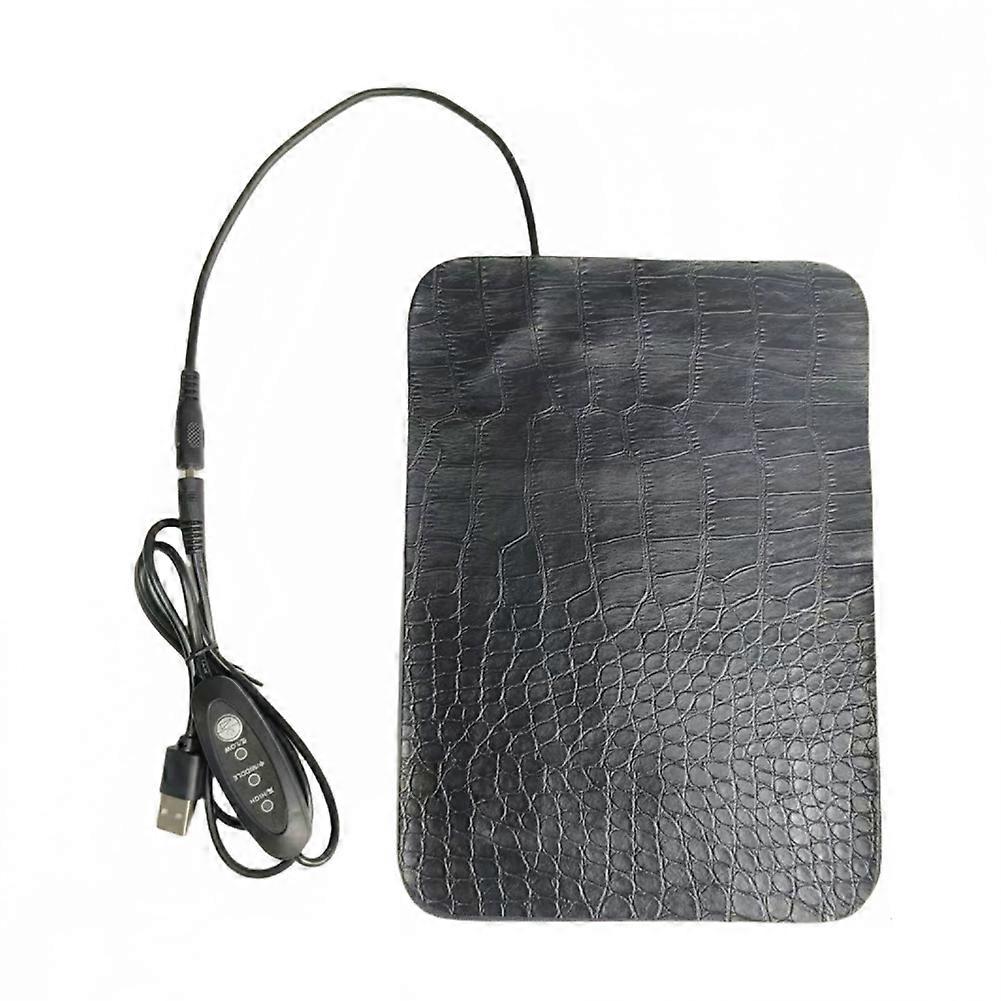 USB Leather Anti-Scratch Pet Heating Pad for Reptiles and Turtles Adjustable 3-Level Temperature, Waterproof 22x15CM