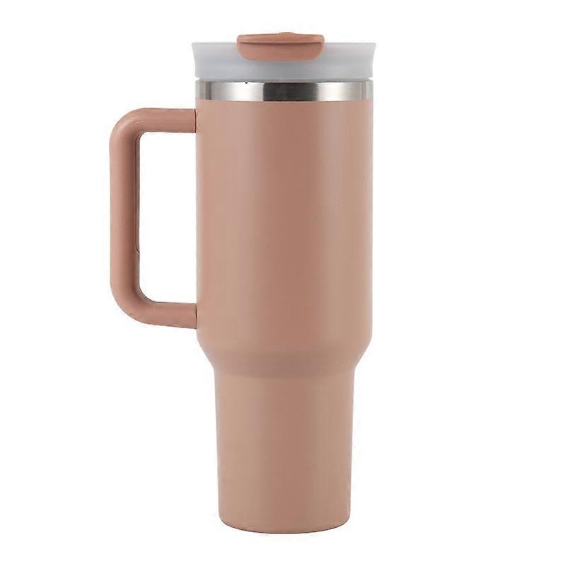 1200ml Milk Tea Cup, New 40oz Double-Layer Ice Cream Cup with Leak-Proof, Foldable Straw Cap and Handle, Portable Car Cup