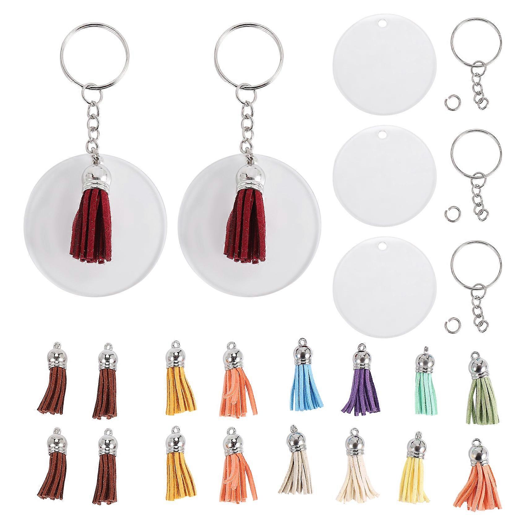 300Pcs Acrylic Keychain Blanks Clear Acrylic Circles Discs Transparent for DIY Keychain Craft Project
