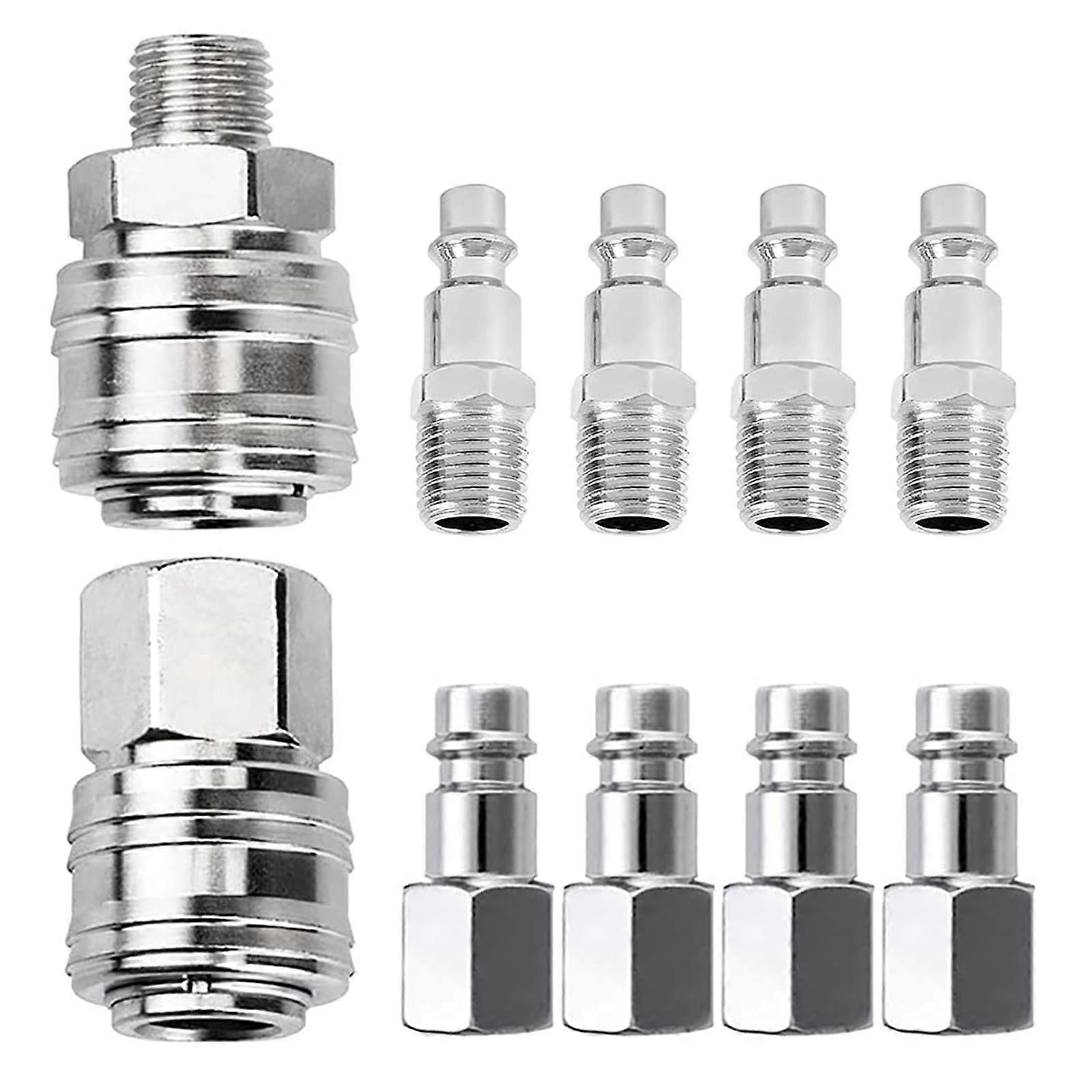 Pack of 10 Euro Compressed Air Coupling 1/4 Inch BSP Quick Coupling for Hoses Coupling Plug Air Line Hose Compressor Fit Multicolor