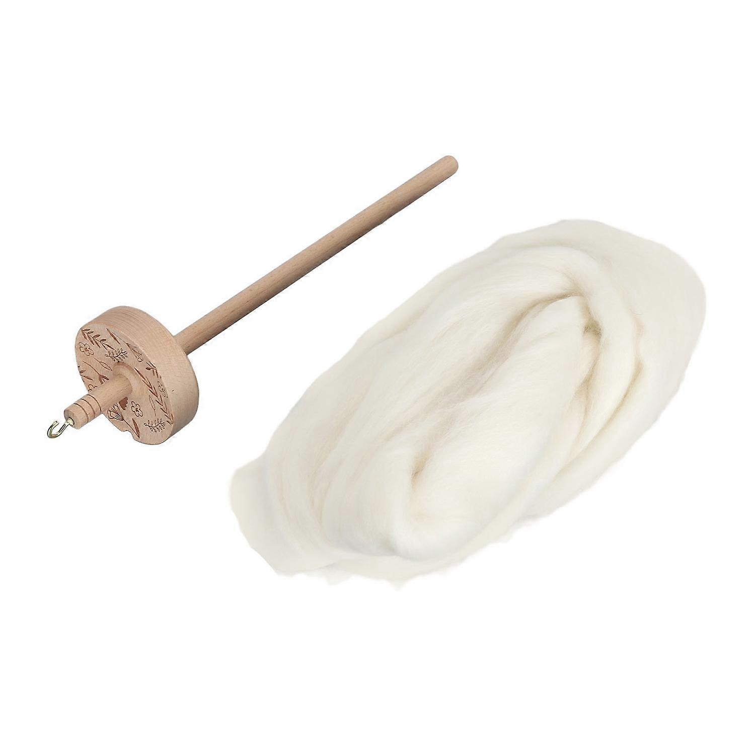 Wooden Drop Spindle Professional DIY Yarn Spinning Kit with Wool Top for Beginners for Sewing Access