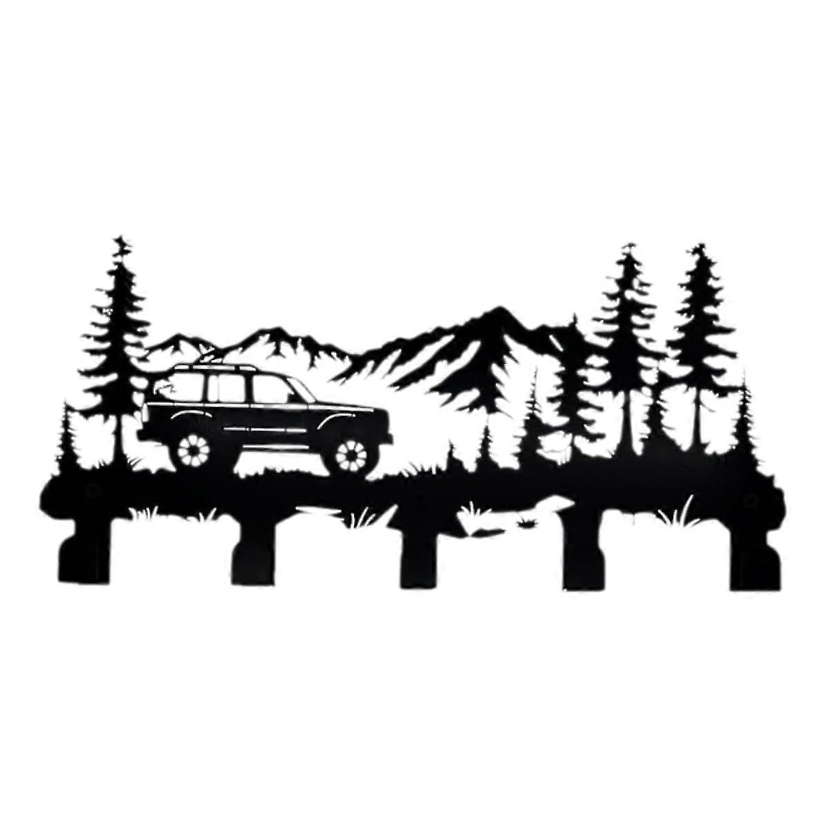 Keychain Wall Mounted Black Metal Key Rack with 2 Installation Methods for Entryway, Hallway, Garage (Style 66)