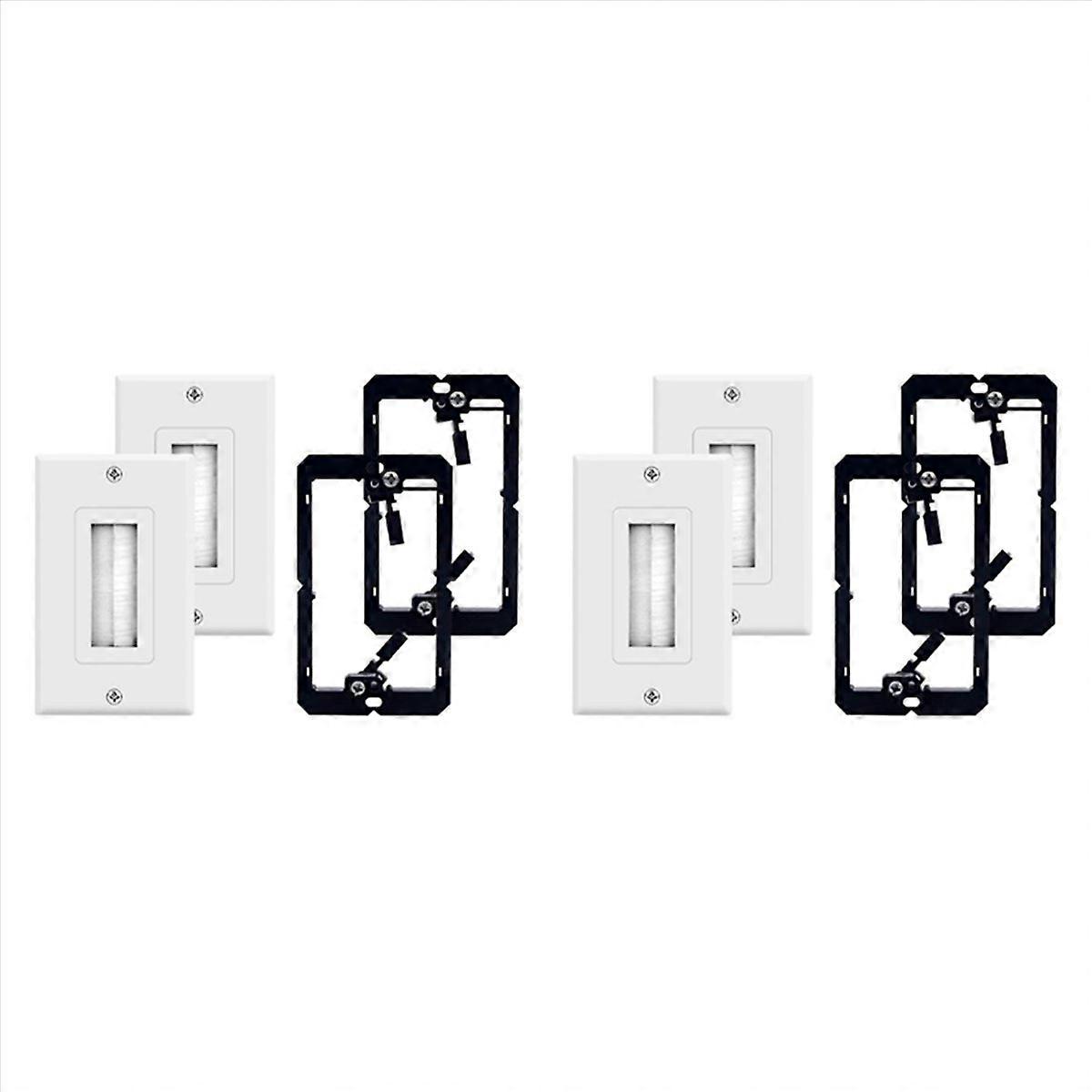 4-Pack Brush Wall Plate with Single Gang Low Voltage Mounting Bracket Cable Pass Through Insert for 