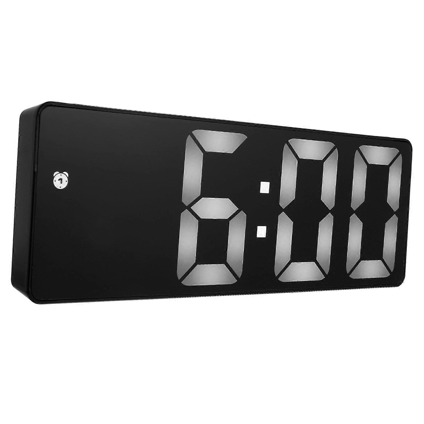 Digital Alarm Clock with LED Mirror Display, Voice Control, Temperature, Modern for Bedroom or Office