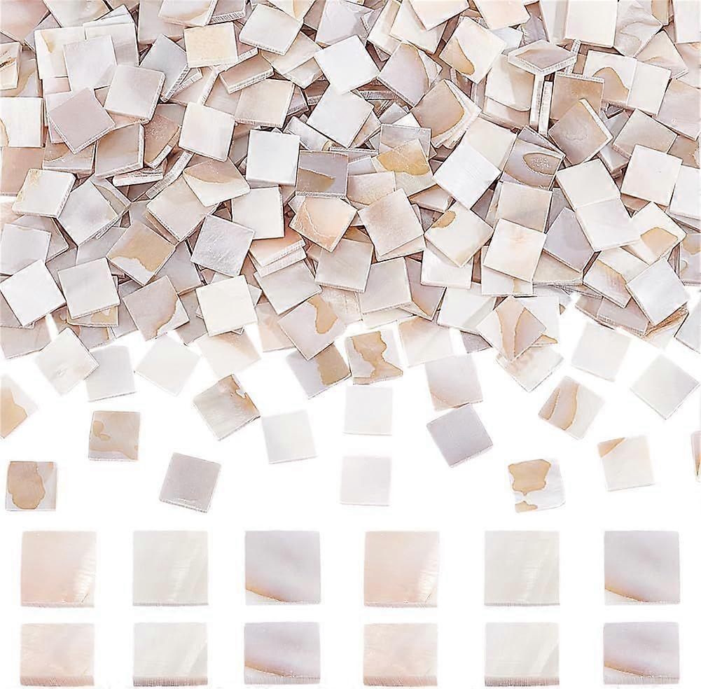 500 Pcs Natural Shell Mosaic Tiles 10x10mm Floral White Shell Square Cabochons Mosaic Mother of Pearl Pieces Bulk Shell Mosaic Tiles for DIY Mosaic Ar