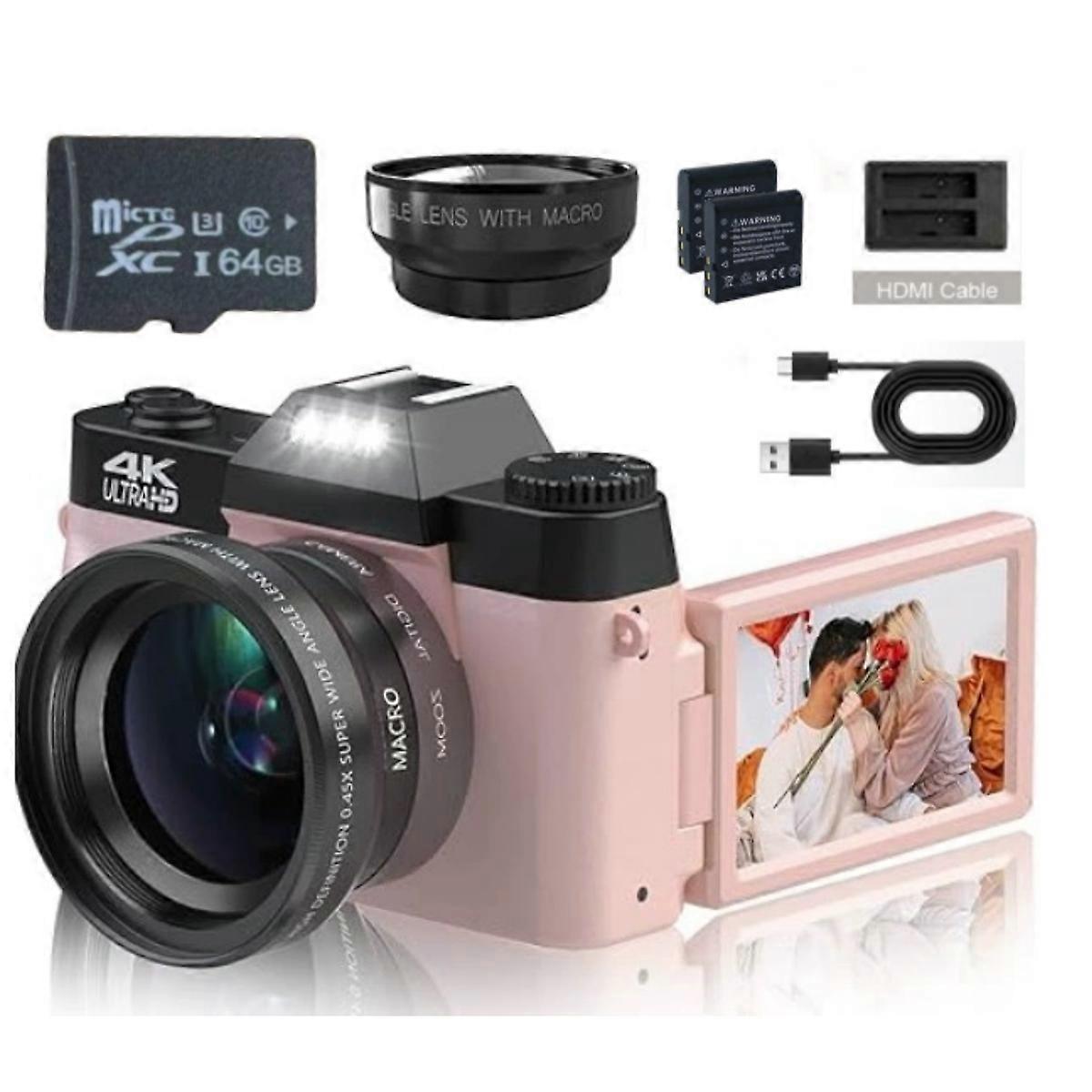 Digital Camera, FHD 4K 75MP WiFi Vlogging Video Camera with 3" 180Flip Screen, 64GB SD Card, 16x Digital Camera for Beginner