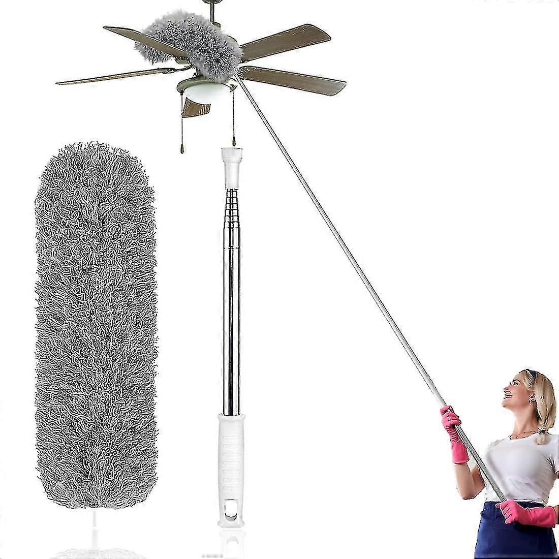Extra Long 254cm Telescopic Bendable Duster with Microfiber Broom