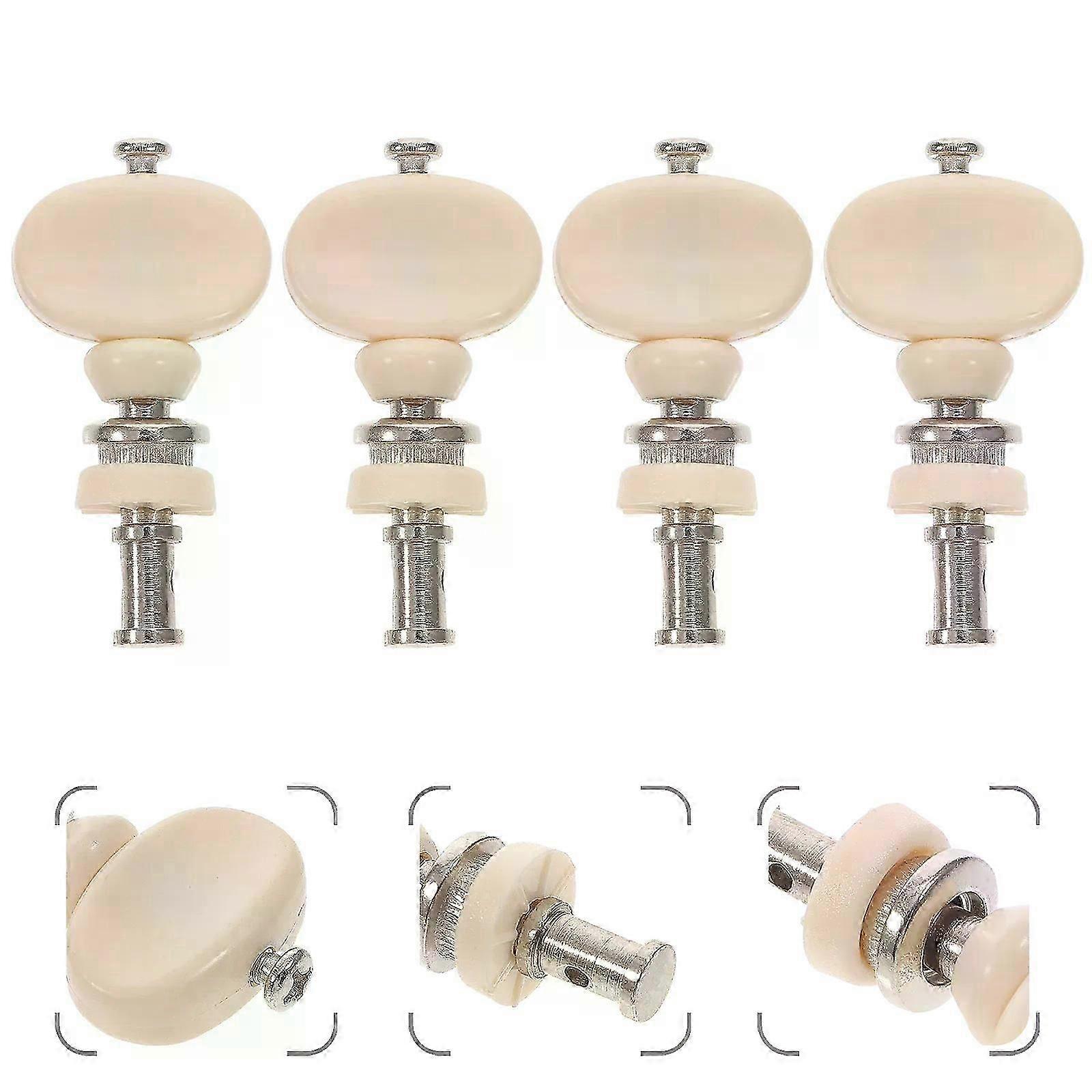 4Pcs Ukulele Tuning Pegs Steel Machine Heads Key Tuners Parts With White Button For Instruments Accessories String Tuner Set