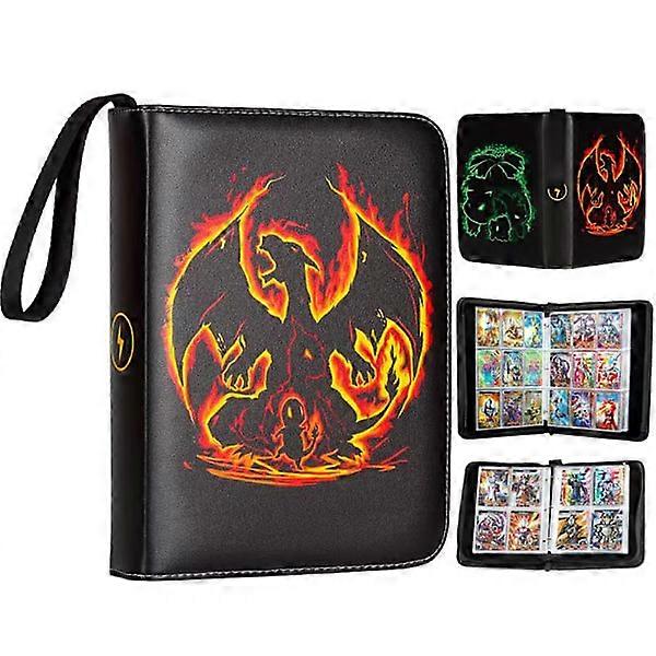 4-Pocket Trading Card Binder 400-Pocket Pokémon Card Folder with 50 Removable Pockets Zipper Trading Card Case for Card Album Style 8 Style 8