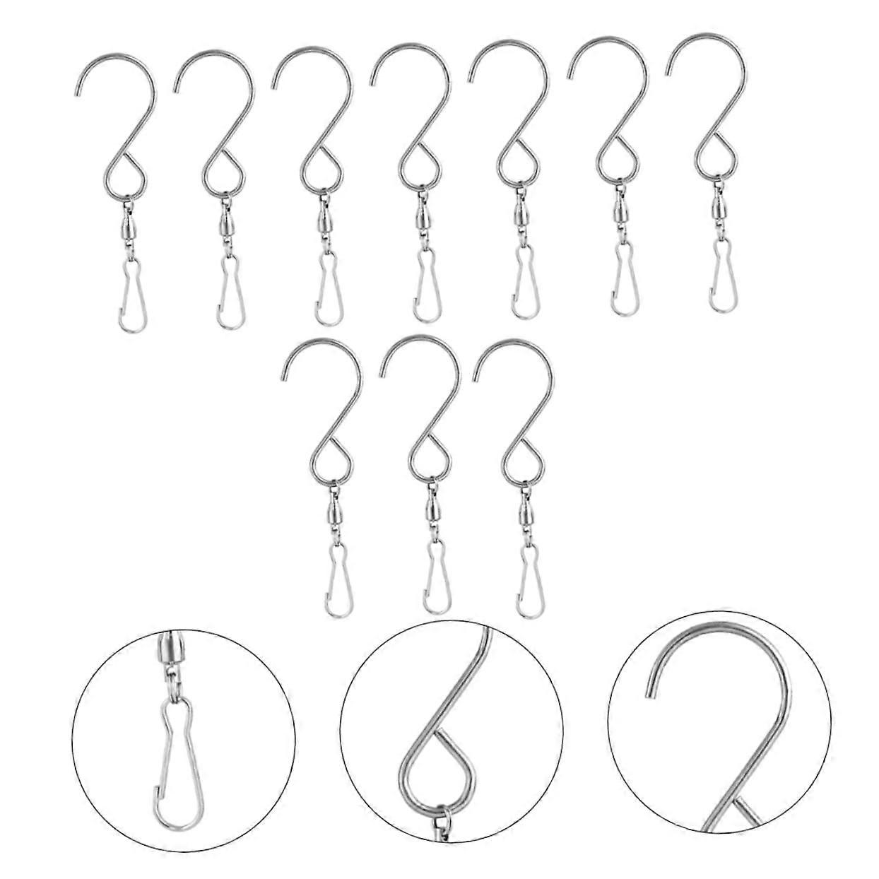 10PCS 360° Swivel Wind Chime Hooks with Durable Metal SShape Grip for Bird Feeders and Garden Decor