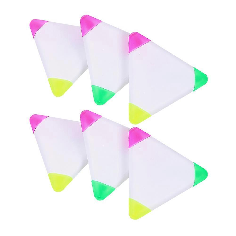 6Pcs Creative Highlighters Triangle Shape Highlighters Colored Pens Markers