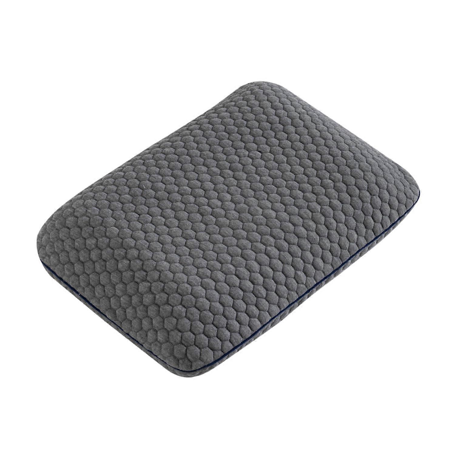 Memory Foam Travel Pillow with Ergonomic Neck Support, Breathable Washable Camping Pillow, Gray