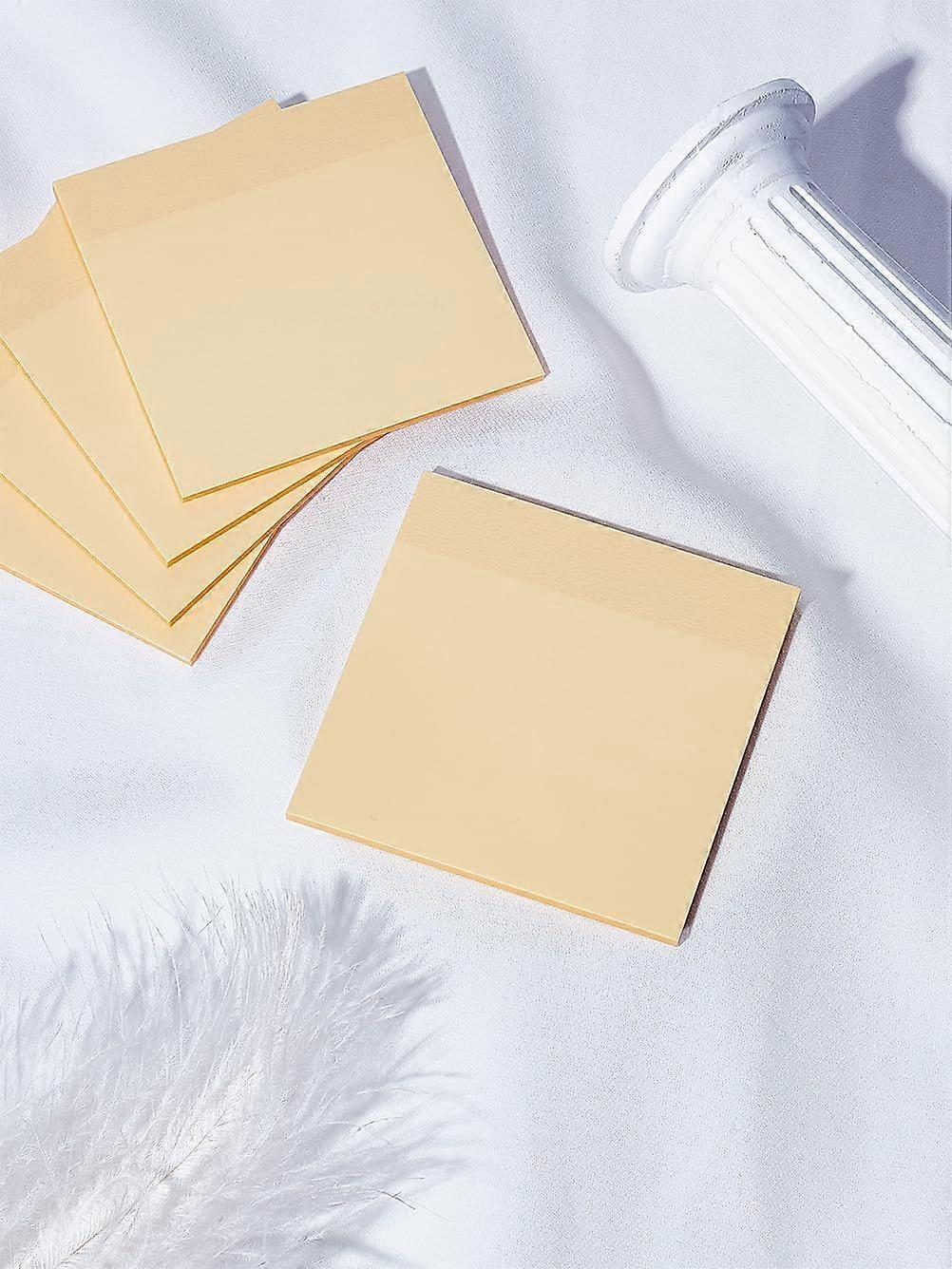 5 Pack Square Memo Pad Sticky Notes Strong Adhesive Sticker Tabs Light Khaki Super Sticking Power Memo Pads for Home Office School Clean Removal 75x75