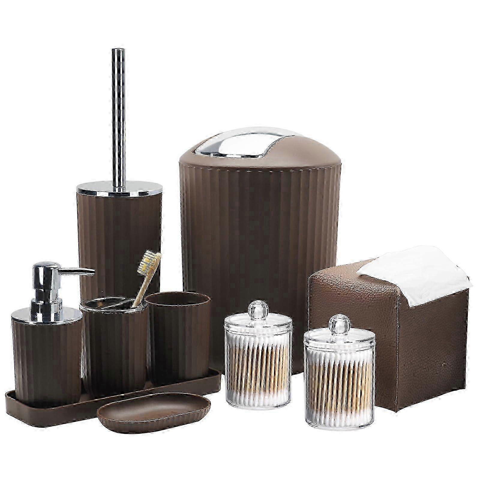 25-26 10 Piece Brown Bathroom Accessory Set for Bathroom