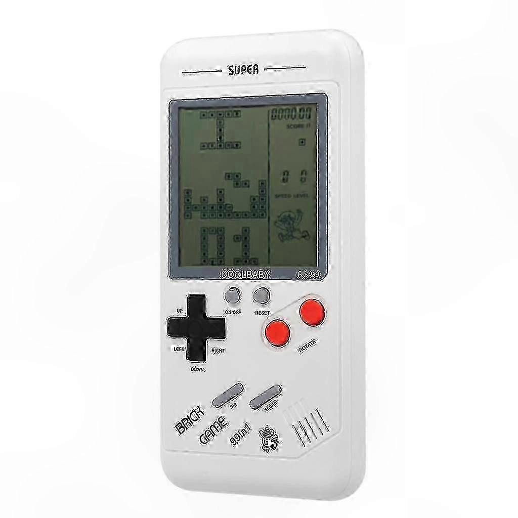 Classic Handheld Game Console with 26 Built-in Puzzle Games, Retro Tetris Block Game for Kids, Random Color Options White Red Blue Yellow