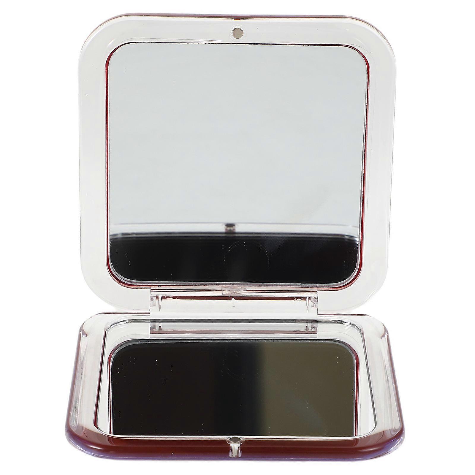 Dark Red Mini Square Makeup Mirror Folding Compact Mirror