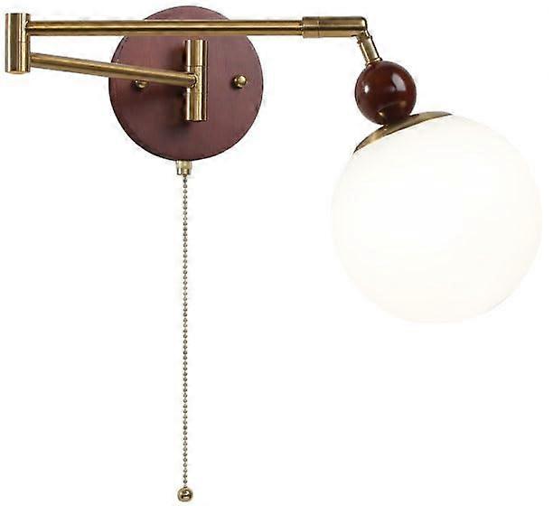 Wall Sconce Swing Arm Adjustable Mid Century Vintage Bedside Reading Light with Pull Chain Plug In