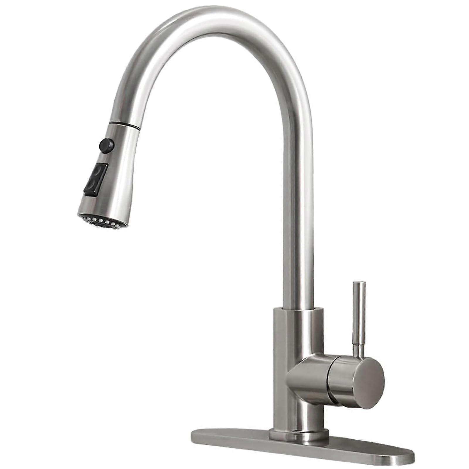 Brushed Nickel Kitchen Faucet with Pull Down Sprayer, 360° Rotation, 15.9' Reach, 3 Water Modes