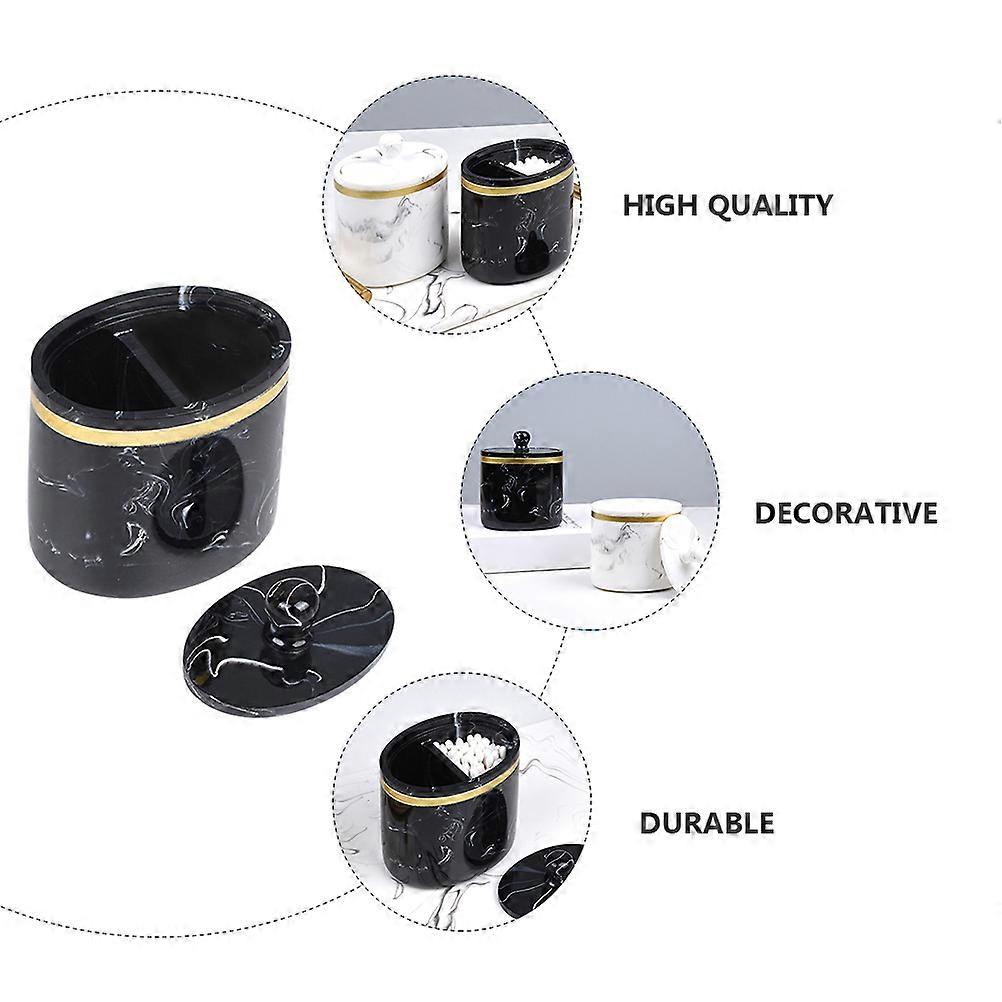 Toothpick Storage Box for Storage Use 1Pcs Black Marble Pattern with Lid