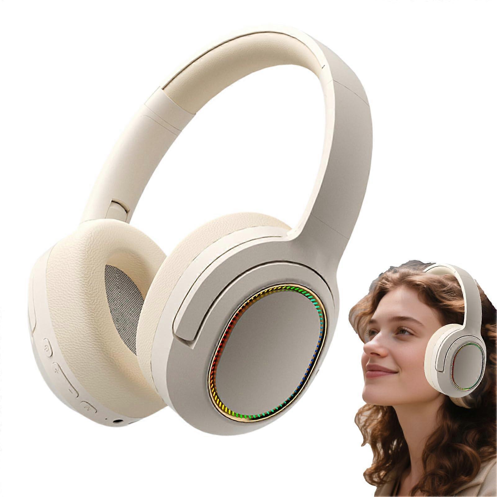 Work Headset Wireless For PC And Phone  Lightweight OverEar Earbuds, Ergonomic Earpiece, Khaki