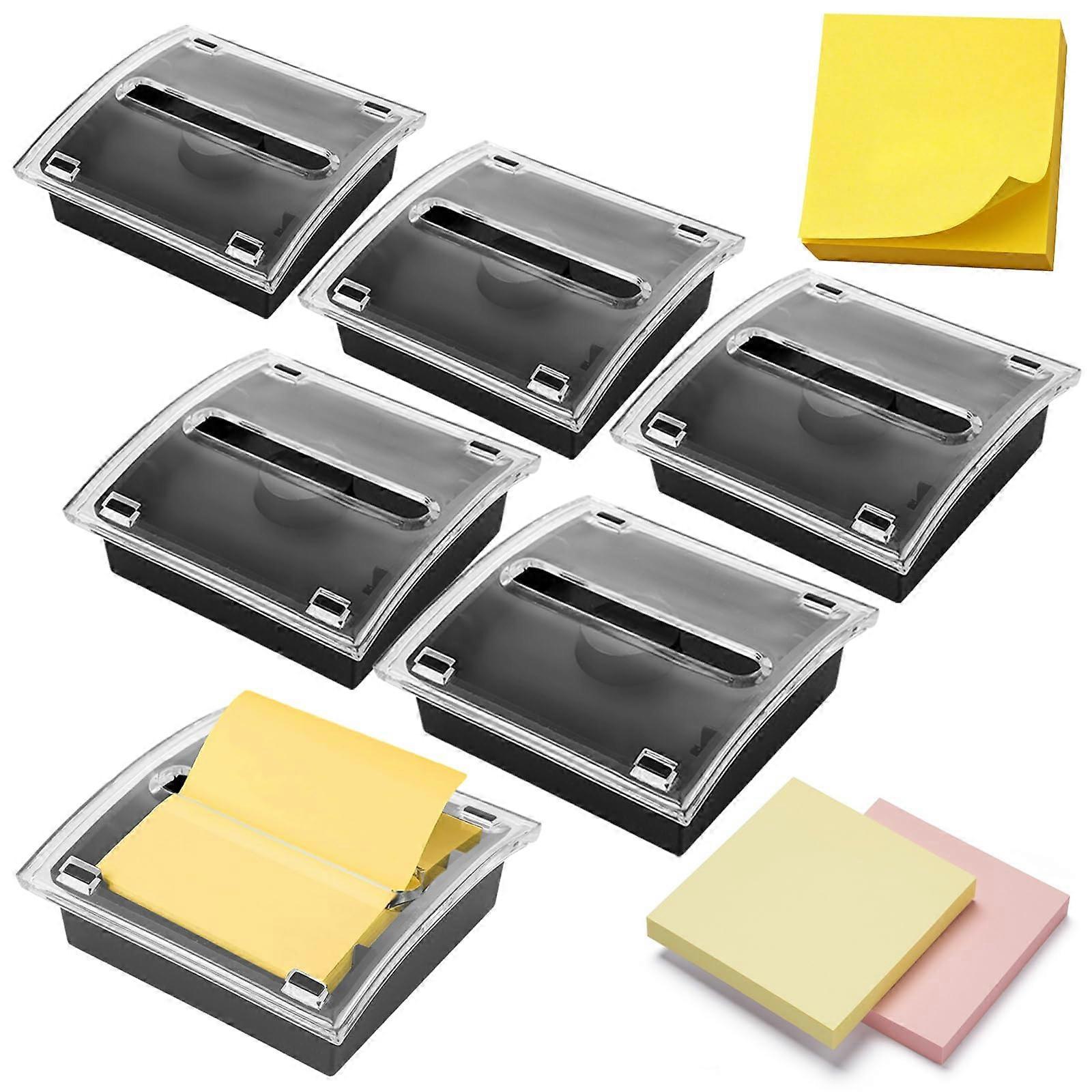 6PCS Sticky Note Dispenser 3x3 Pop Up Note Holder with Clear Lid for Quick OneHanded Access