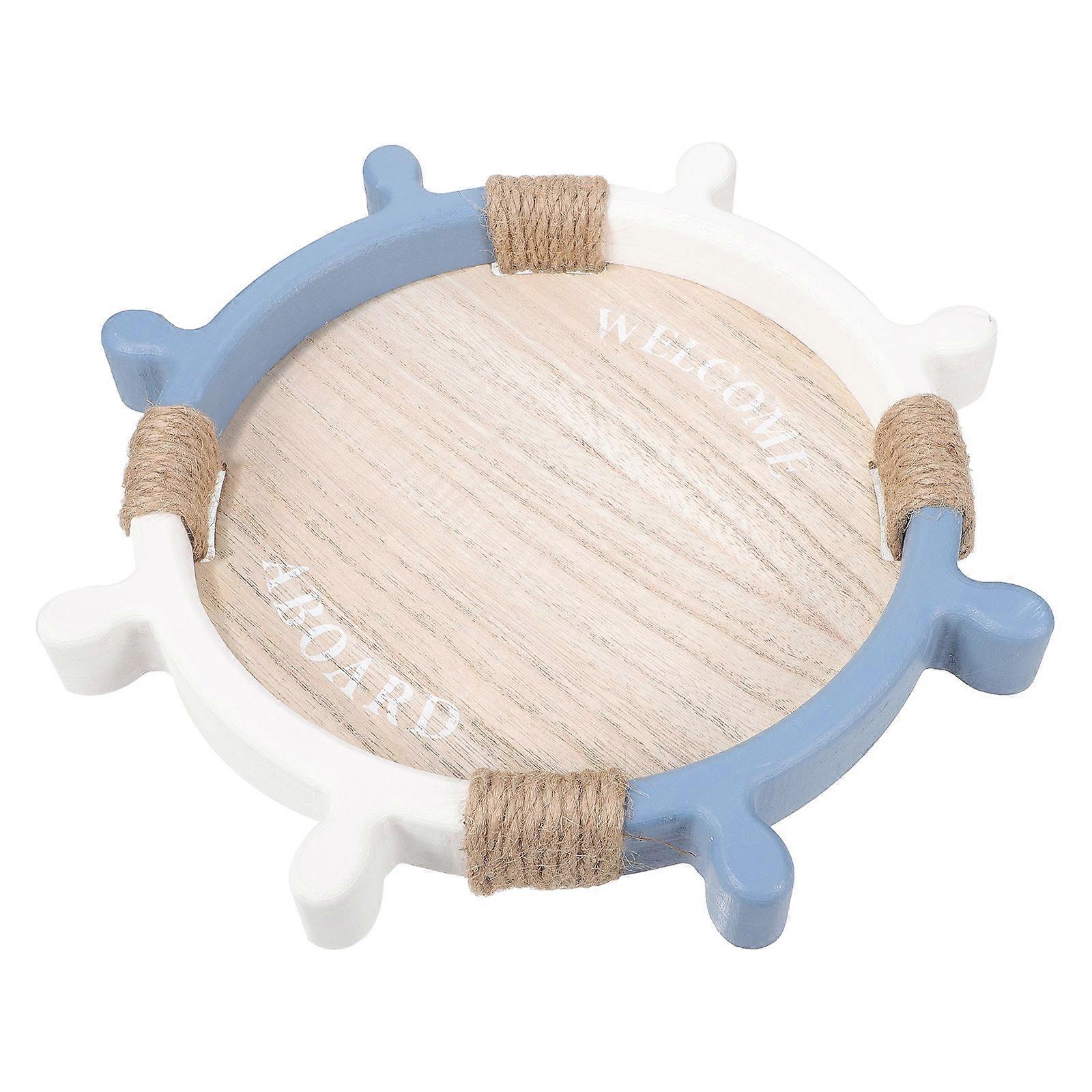 Rustic Brown Wood Serving Tray For Home Use Multi Color Rectangular Storage 1Pcs